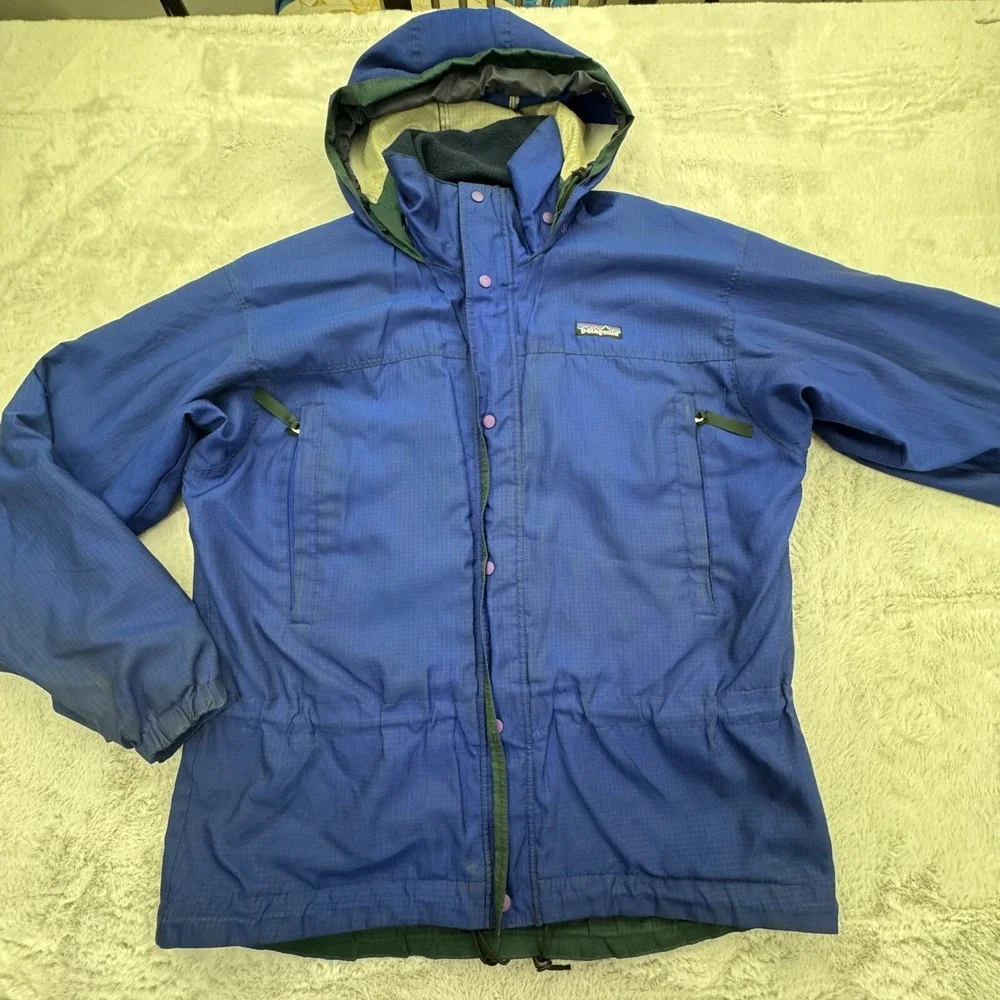 Vintage Patagonia Glacier Runner Jacket Mens Small Blue Long Sleeve Snap Zip-Up